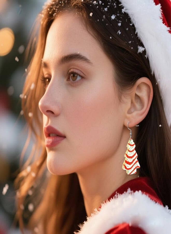 أقراط شجرة عيد الميلاد من RLHRNDE للنساء، أقراط حلوى أكريليك لطيفة، أقراط على شكل كعكة باللونين الأحمر والوردي، أقراط على شكل قلب، مجوهرات وهدايا وزينة لعيد الميلاد (أبيض) - Image 3