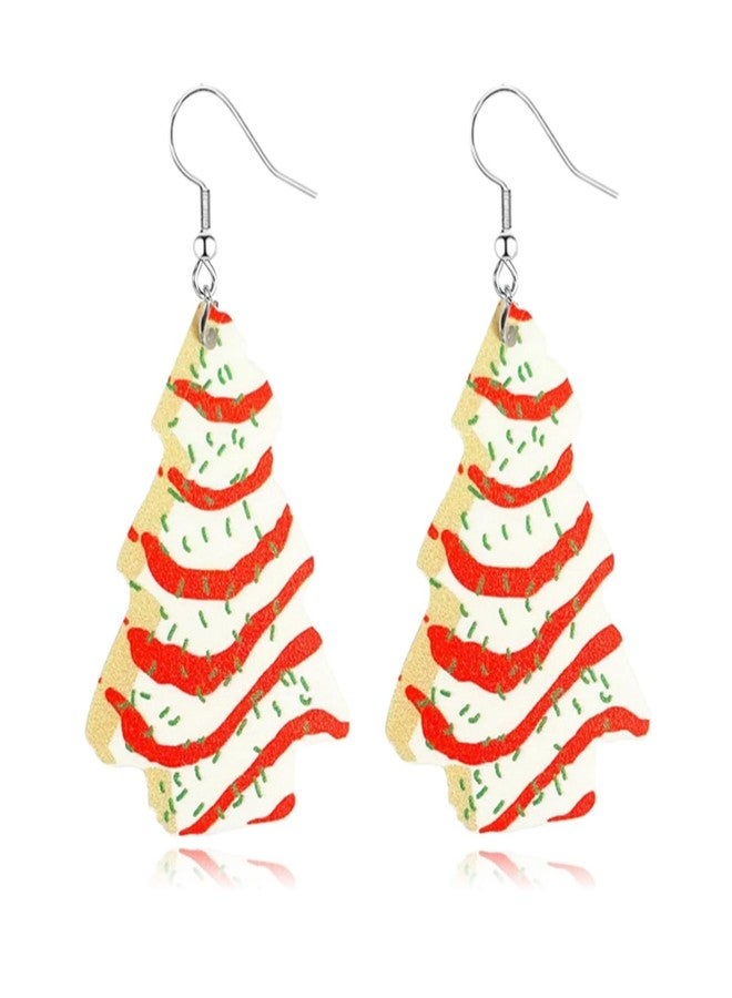 أقراط شجرة عيد الميلاد من RLHRNDE للنساء، أقراط حلوى أكريليك لطيفة، أقراط على شكل كعكة باللونين الأحمر والوردي، أقراط على شكل قلب، مجوهرات وهدايا وزينة لعيد الميلاد (أبيض) - Image 1