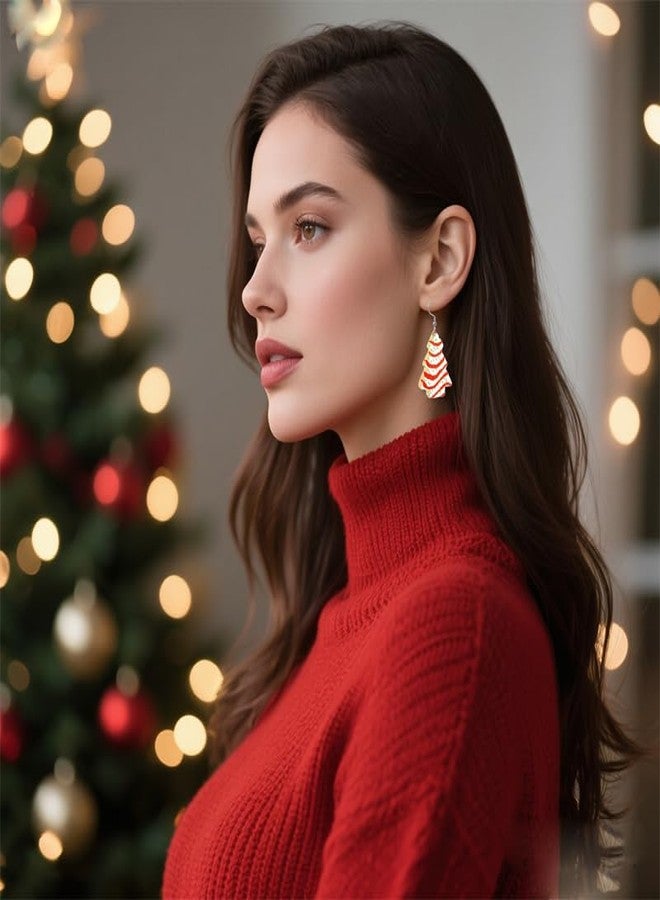 أقراط شجرة عيد الميلاد من RLHRNDE للنساء، أقراط حلوى أكريليك لطيفة، أقراط على شكل كعكة باللونين الأحمر والوردي، أقراط على شكل قلب، مجوهرات وهدايا وزينة لعيد الميلاد (أبيض) - Image 5