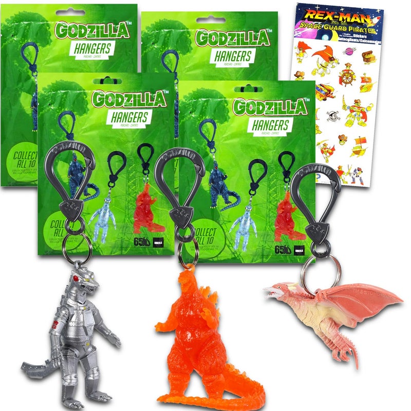 Godzilla Blind Bags Party Favors 4 Pack Bundle with 4 Godzilla Keychain Mystery Figures Plus Stickers Bag Clips - Image 3