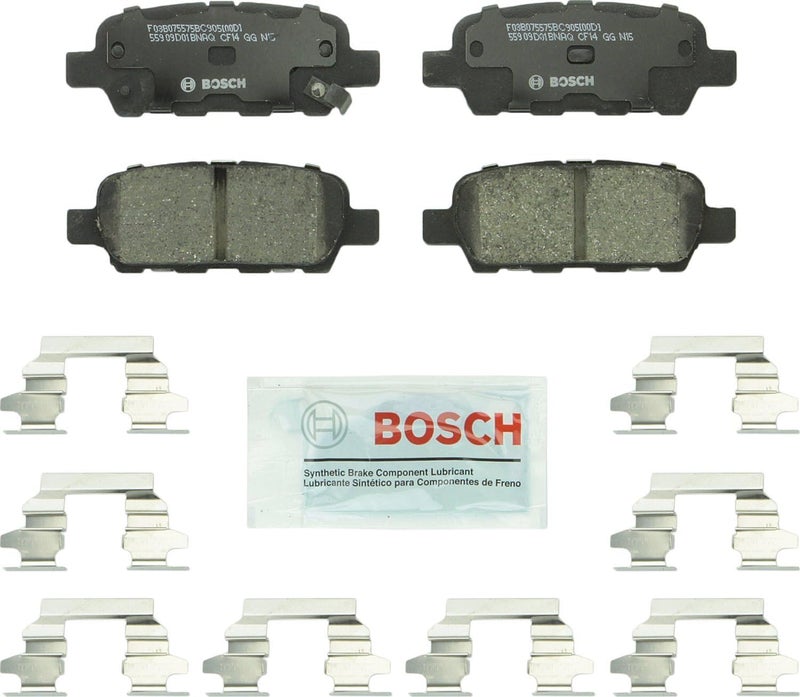 BOSCH مجموعة وسادات الفرامل السيراميكية BC905 QuietCast المتميزة - متوافقة مع بعض سيارات إنفينيتي FX، G، M، Q؛ نيسان 350Z، 370Z، ألتيما، جوك، ماكسيما، مورانو، باثفايندر، كويست، روج، سنترا + المزيد؛ خلفي - Image 2