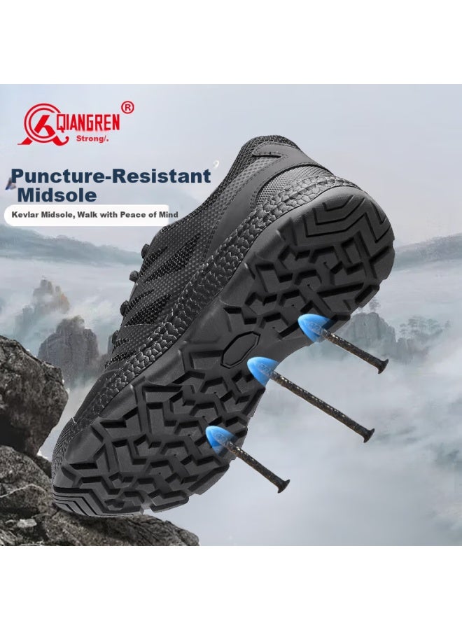Strongman Qiangren Men'S Leisure Shoes 3515 Outdoor Training Shoes Anti-Puncture Breathable Mesh Summer Sports Shoes 230Xl Black Size 44 - Image 2