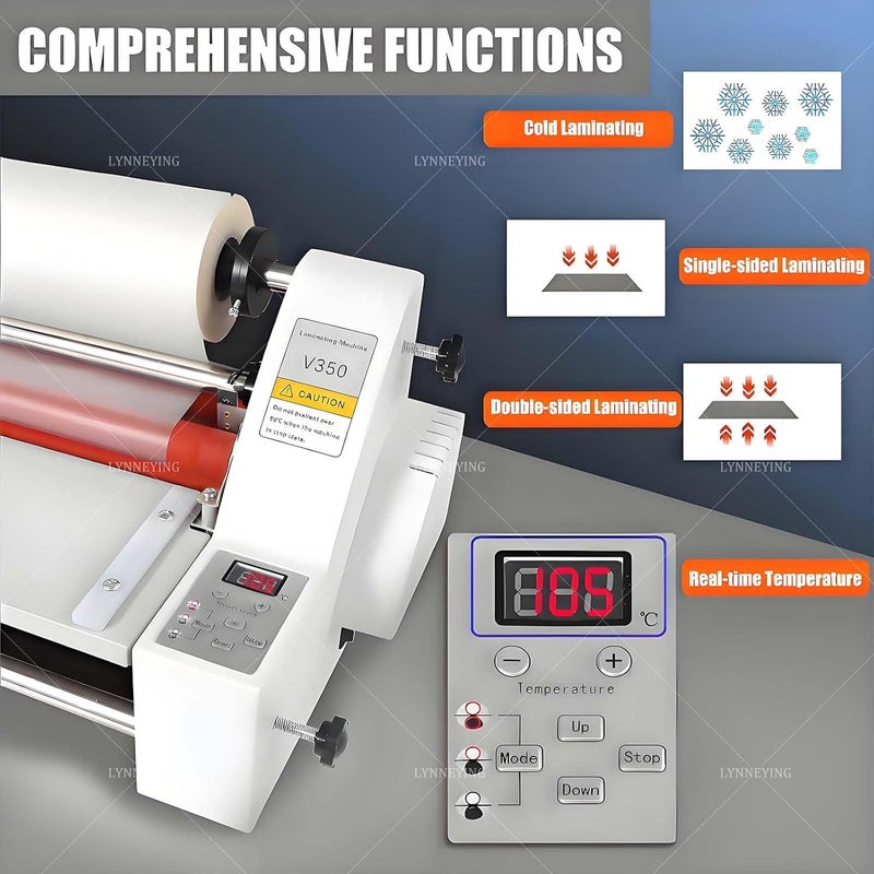 Hot Cold Roll Laminator with Digital Display and Electronic Temperature Control for BOPP Pte Film Lamination - Image 3