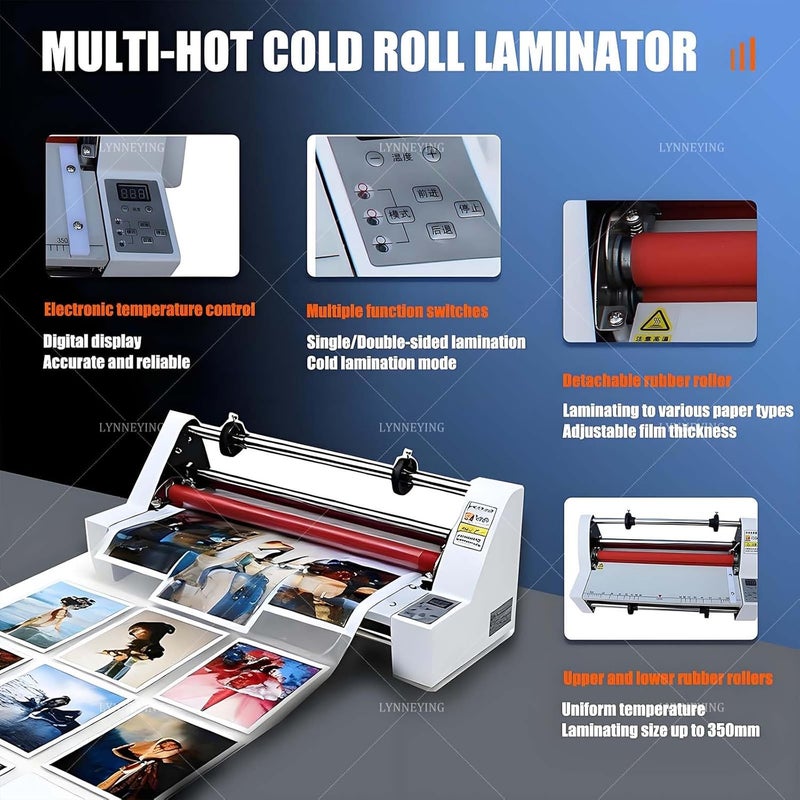Hot Cold Roll Laminator with Digital Display and Electronic Temperature Control for BOPP Pte Film Lamination - Image 4