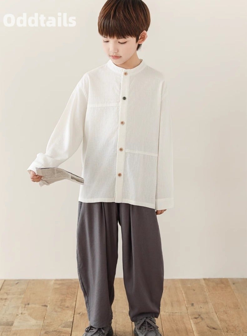 Oddtails Boys' Pure Cotton Velcro Decorative Shirt  - Image 4