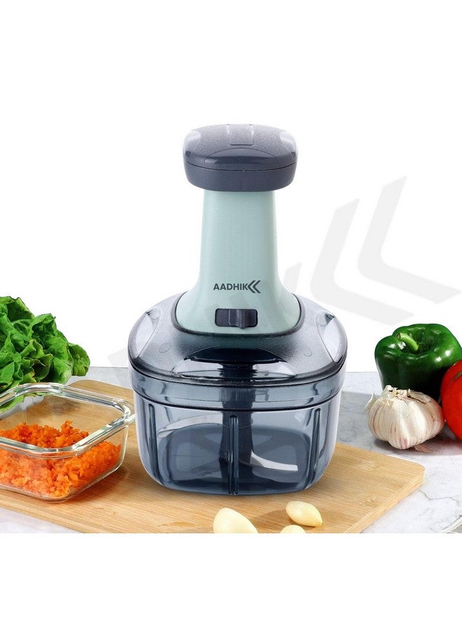 AADHIK Manual Hand Press Push Chopper with 6 Blades for Effortless Chopping Vegetables & Fruits (Assorted, 950 ml, Plastic) - Image 2