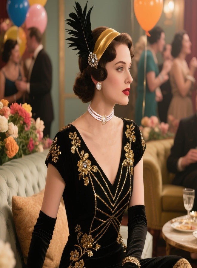 بريلوف مجوهرات بريلوف من اللؤلؤ الصناعي المستوحى من حقبة غاتسبي في عشرينيات القرن الماضي، مثالية لحفلات الأزياء التنكرية. طقم رائع من ثلاث طبقات من اللؤلؤ الصناعي بتصميم عتيق، مرصع بأحجار الراين، يتضمن قلادة وأقراط مرصعة، مثالي لحفلات التخرج والمناسبات الرسمية. - Image 3