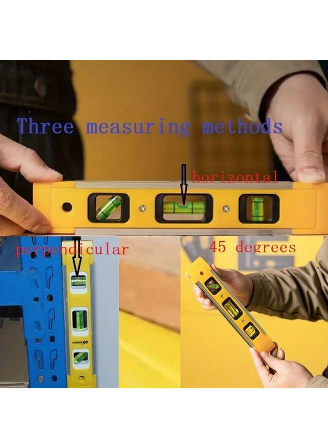 3 في 1 مقياس الروح المغناطيسي شعاع سبيكة صفراء أداة احترافية دقيقة بلاستيك متين - Image 1