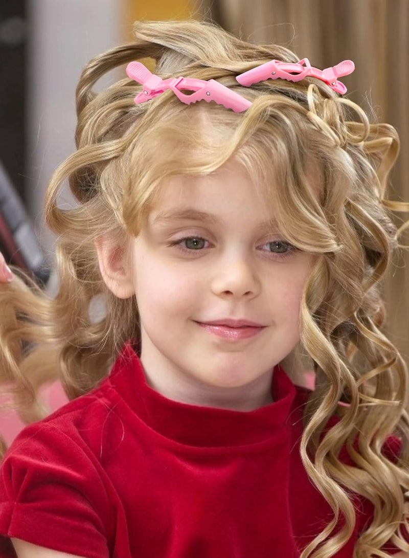 مشابك شعر لتصفيف الشعر، 6 قطع - تصميم ذو أسنان واسعة ومفصلة مزدوجة - مشابك تصفيف شعر على شكل تمساح بجودة احترافية (وردي) - Image 5