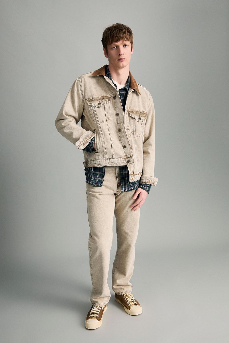 DeFacto Beige Man Straight Fit Trousers Casual - Image 3