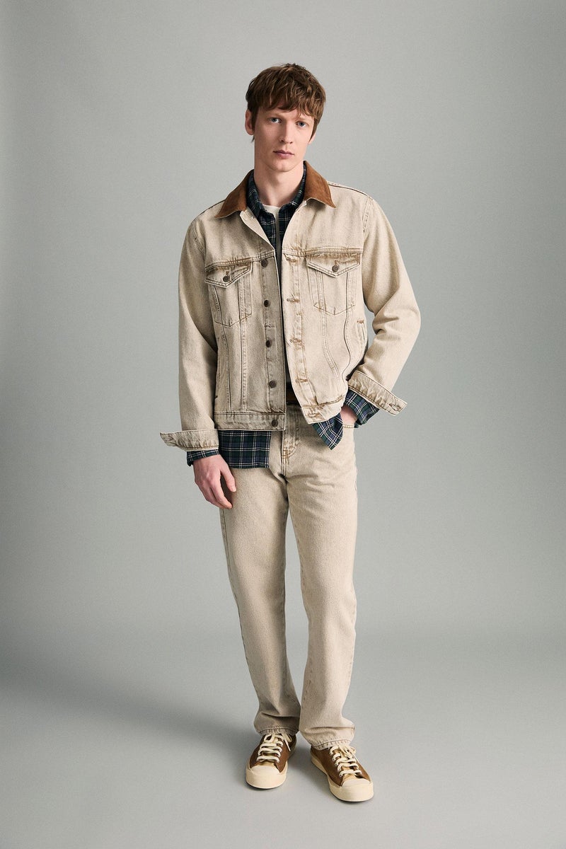 DeFacto Beige Man Straight Fit Trousers Casual - Image 1