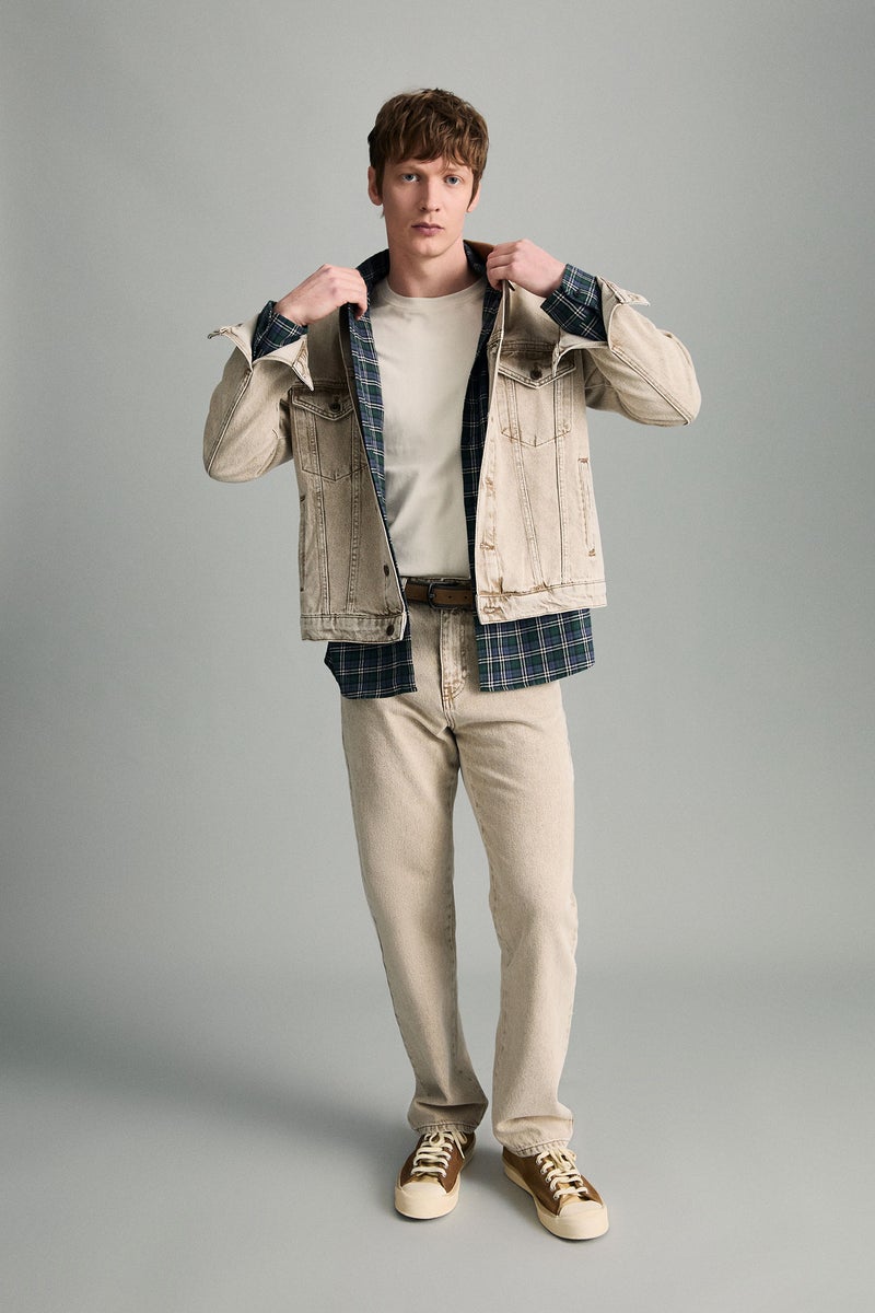 DeFacto Beige Man Straight Fit Trousers Casual - Image 2