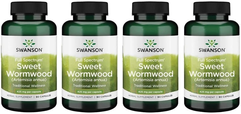 Swanson Sweet Wormwood  May Promote GI Gut Health Microbial Balance  Digestive Health Support  Herbal Supplement with Artemisinin  90 Capsules 425mg Each 4 Pack