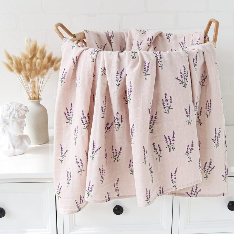 LifeTree Baby Swaddle Blankets Girls Organic Muslin Swaddle Blankets Unisex Swaddling Wrap Receiving Blanket for Newborn Organic Cotton Large 47 x 47 inches Lavender  Mauve - Image 4