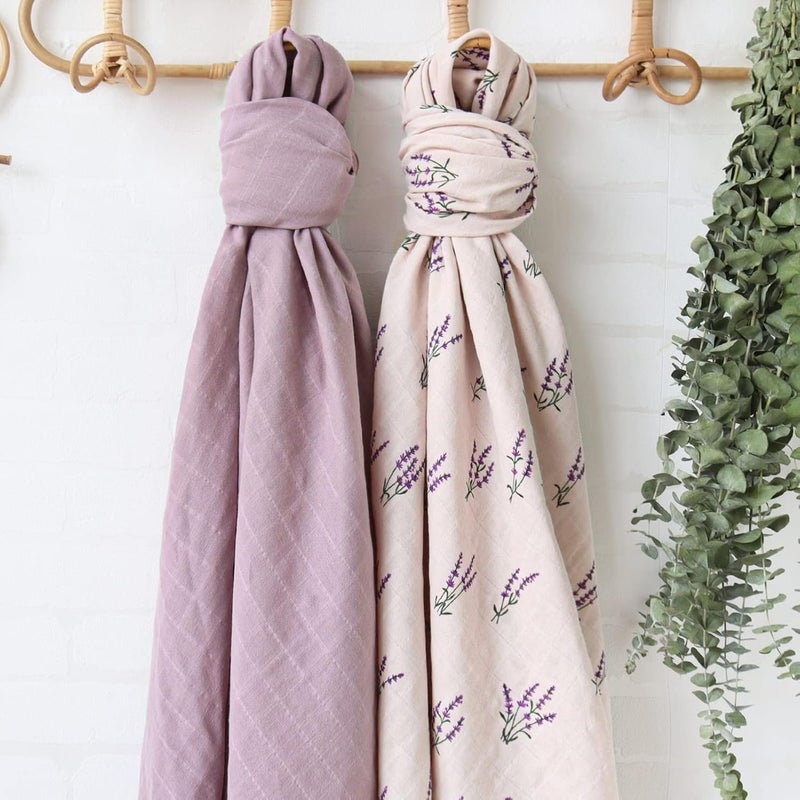 LifeTree Baby Swaddle Blankets Girls Organic Muslin Swaddle Blankets Unisex Swaddling Wrap Receiving Blanket for Newborn Organic Cotton Large 47 x 47 inches Lavender  Mauve - Image 5