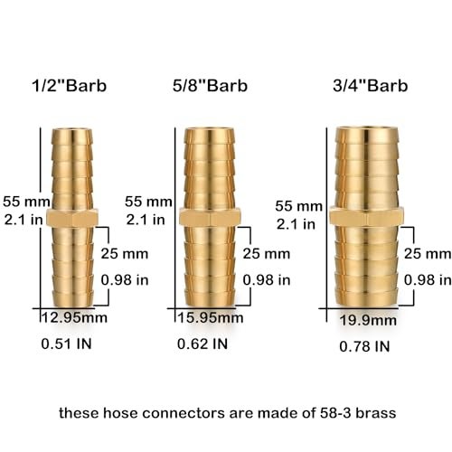 YELUN Solid Brass Garden Hose Repair Connector with Clamps Hose Repair Kit, 1/2"Barb Garden Hose Fittings (1/2"Barb-3 Set) - Image 3