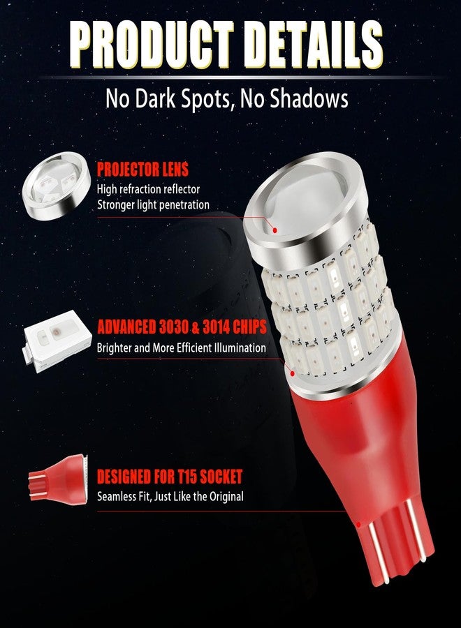 iBrightstar 921 LED Bulb Red, T15 912 LED 3rd High Mount Brake Lights Bulbs Super Bright for Tail Lights, 2 Pack - Image 5