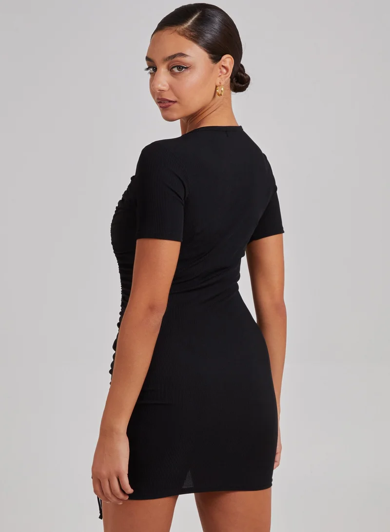 Pink Vanilla  Short Sleeve Gathered Dress for Women | Best Price UAE