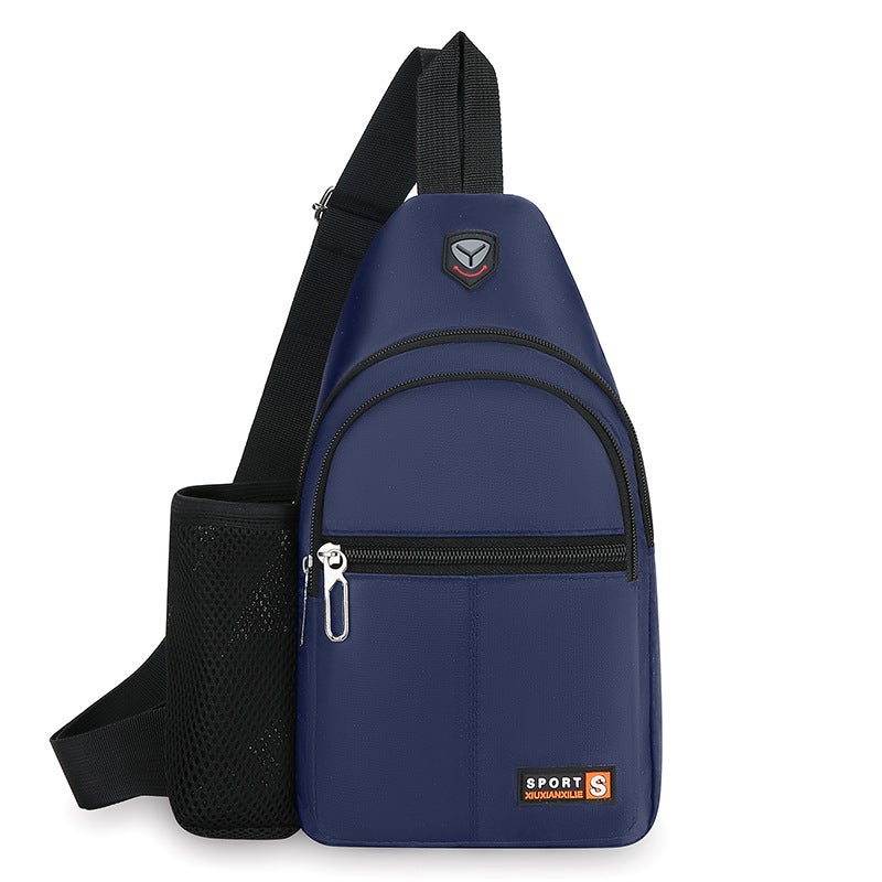 Mens crossbody chest bag new large capacity casual Oxford cloth shoulder small backpack fashion trendy shoulder messenger bag Dark blue