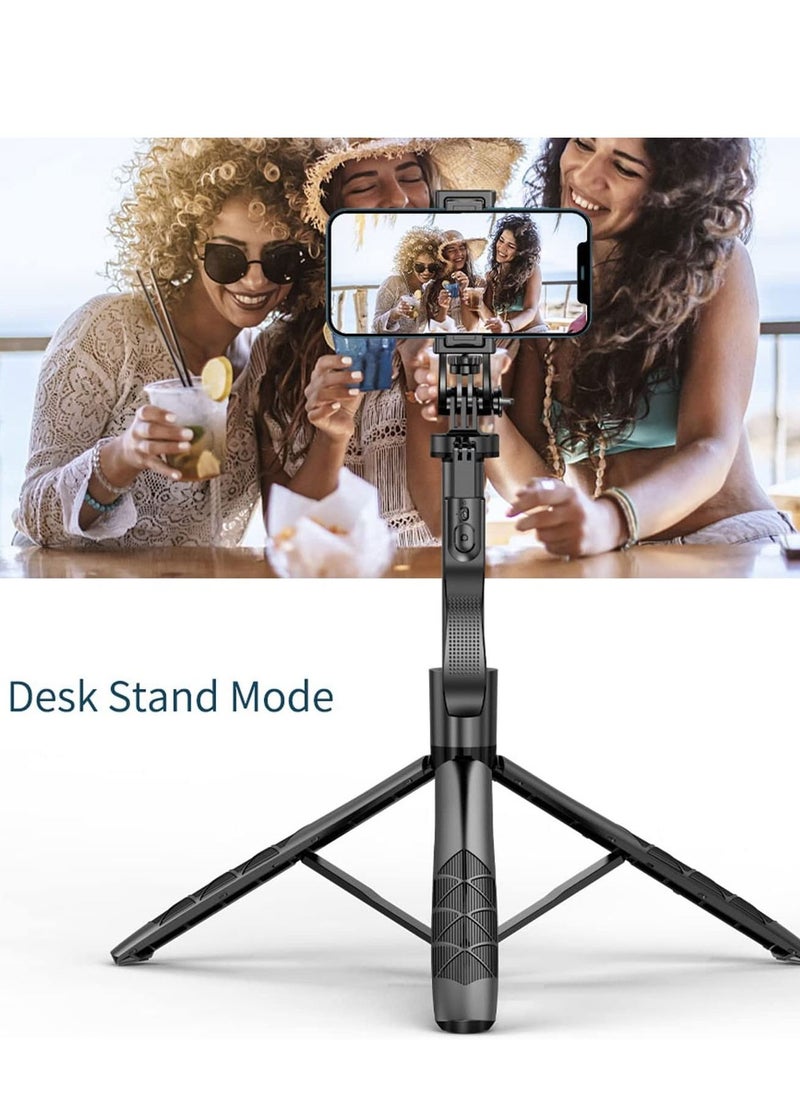 TYCOM - Selfie Stick For Phone Size 4.5-6.2Inch Extendable to 160cm Selfie Stick Tripod with Bluetooth Wireless Remote Phone Holder (L16 Black) - Image 1