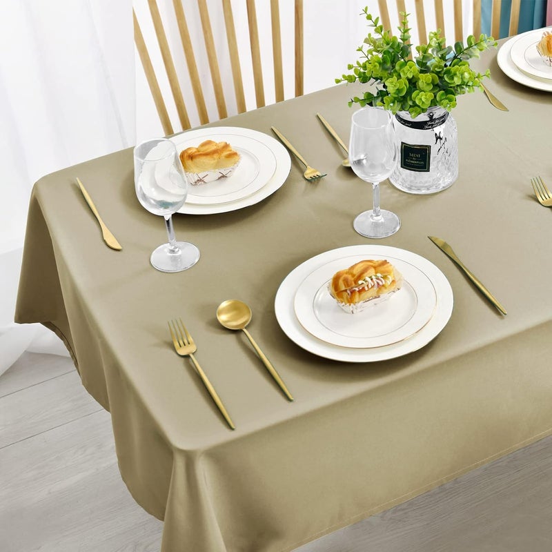 DWCN Khaki Tablecloth, Stain Protection, Washable Table Linen, Waterproof Tablecloth for Dining Room, Garden, Party, Weddings or Household, 140 x 200 cm - Image 5