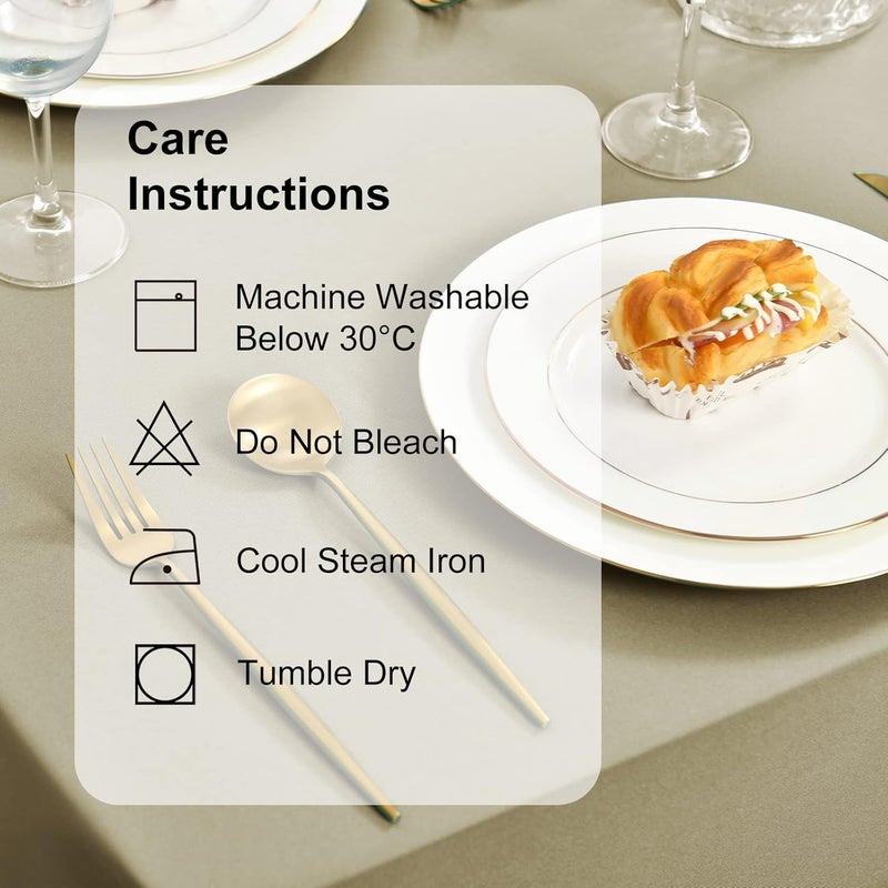 DWCN Khaki Tablecloth, Stain Protection, Washable Table Linen, Waterproof Tablecloth for Dining Room, Garden, Party, Weddings or Household, 140 x 200 cm - Image 4