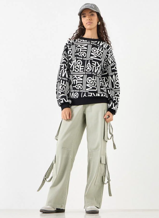 SP Characters All-Over Mickey Mouse Detail Sweater with Long Sleeves