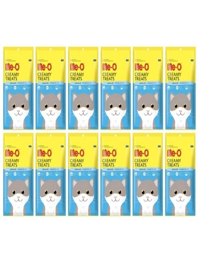 Me-O Creamy Treats Chicken & Liver 60 Grams (Pack of 12, 720 Grams) for All Life Stages