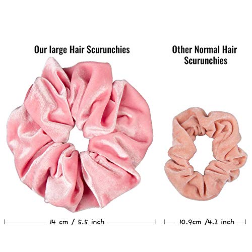 Whaline Blush Theme Hair Scrunchies Large Velvet Hair Bands Pink Soft Elastic Hair Ties Hair Accessories for Girls Women, 6 Pieces - Image 2