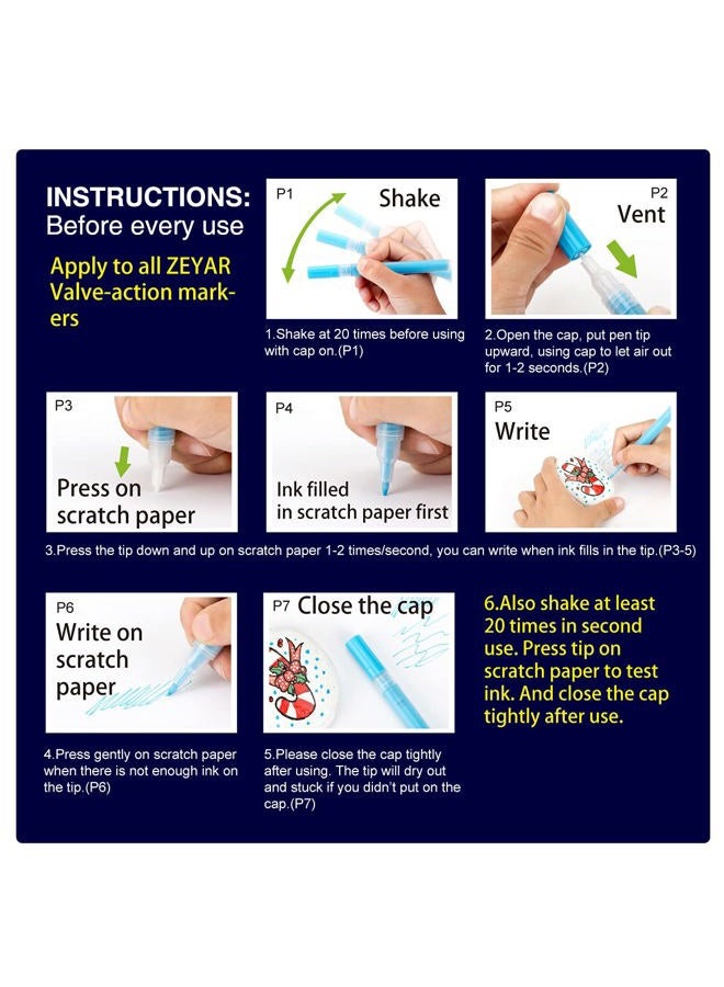 ZEYAR Dual Tip Acrylic Paint Pens 24 Colors, Board and Extra Fine Tips, Patented Product, Water Based Acrylic & Waterproof Ink, Works on Rock, Wood, Glass, Metal, Ceramic and More (24 Colors) - Image 5