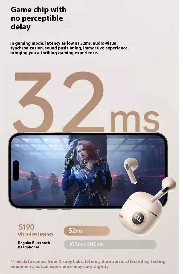 Bluetooth 5.3 Wireless Earphones Ultra Low Latency with LED Digital Display Charging Box, lPX5 Waterproof Earphones with Noise Cancelling Microphone for iPhone/Samsung/Android/iOS - Image 4