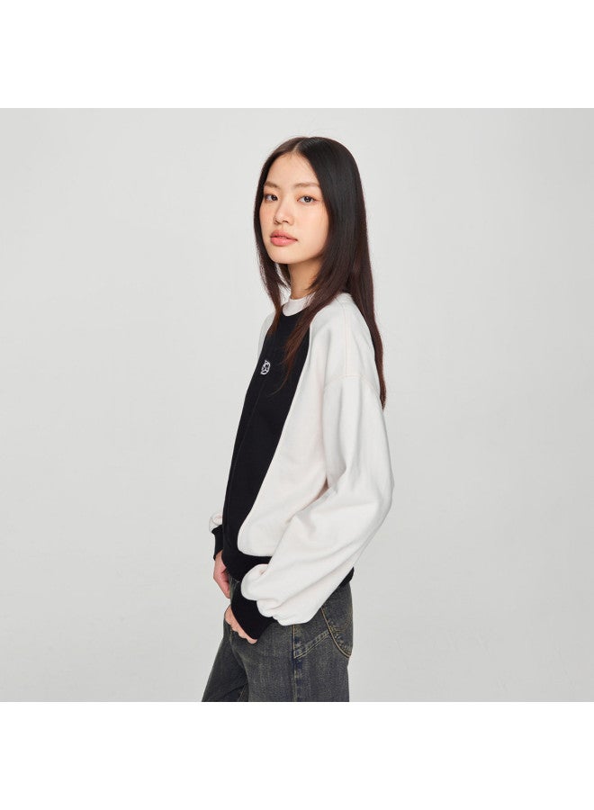 LEE 24 Early Spring Comfortable Round Neck Color-Block Design Black Women'S Hoodie Casual Trendy - Image 5