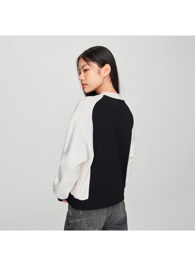 LEE 24 Early Spring Comfortable Round Neck Color-Block Design Black Women'S Hoodie Casual Trendy - Image 3