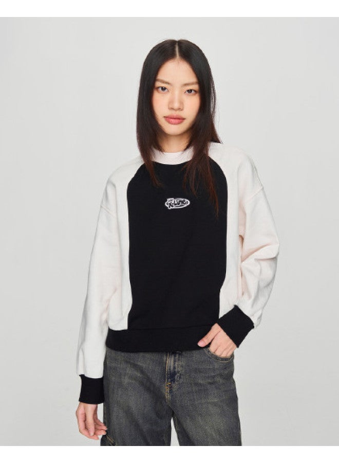 LEE 24 Early Spring Comfortable Round Neck Color-Block Design Black Women'S Hoodie Casual Trendy - Image 1