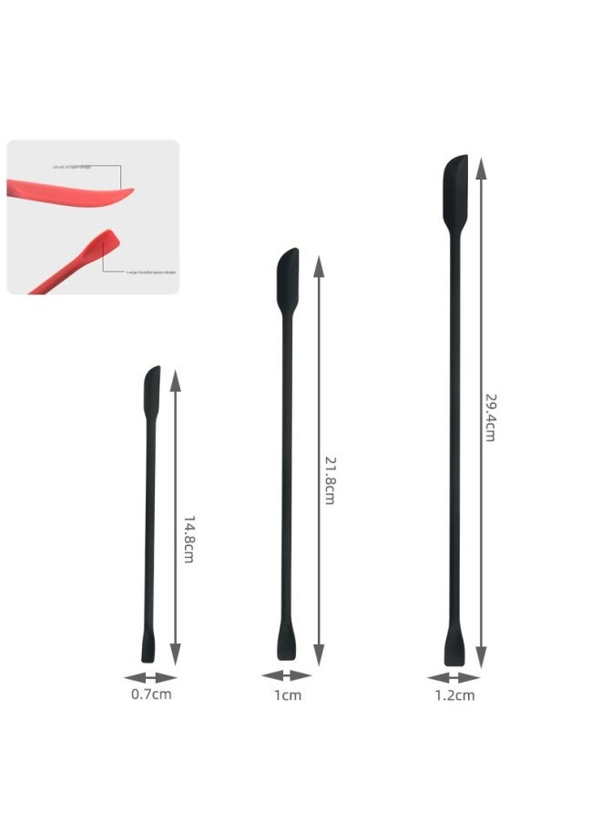 Mini Silicone Double-headed Sharp Scraper Spoon Cosmetic Skin Care Products Extraction Tool Set Including Avocado Jam Scraper-Specifications:Elbow Black Three-piece Set