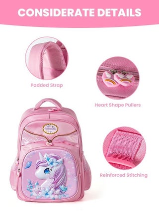 School Bags for Girls, Children bags for Girls, Cute Unicorn Backpack, School Bags Waterproof Backpacks Child  Kids Shoulder Bag Satchel Knapsack, Pink - view 3