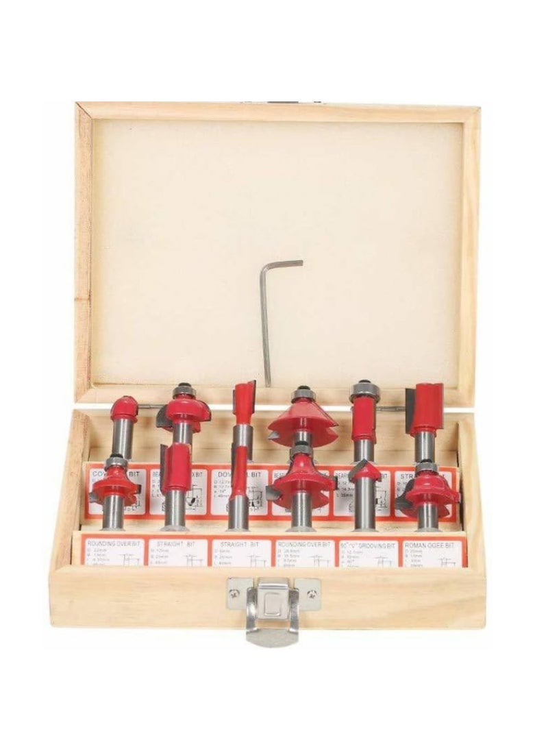 TOOLBUX TOOLBUX TC0001 8mm Router Bit Set 12 Pcs Tungsten Carbide RouterTrimmer Bits with Wooden Box for Woodworking Edging Grooving and Trimming  - Image 5