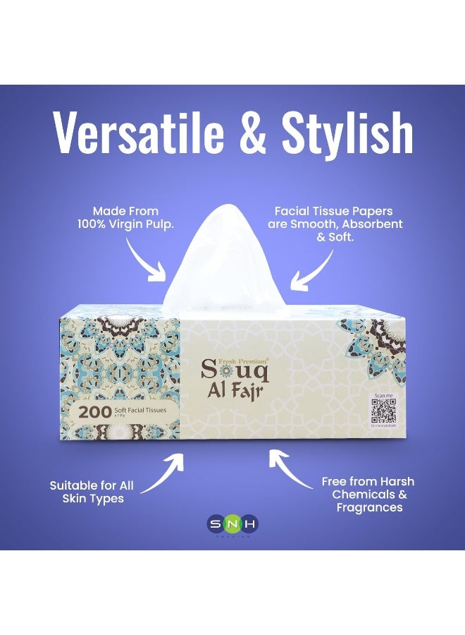 SNH Packing SNH Packing – Pack of 30 Souq Al Fajr Facial Tissue (200 Sheets × 1-Ply), Premium White Tissue | Ultra-Soft, Comfortable, Daily Care | Sterilized for Germ Protection – Ideal for Home & Office Use  - Image 4