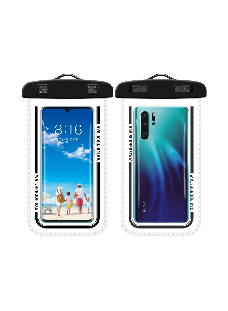 2PCS Transparent Waterproof Phone Case, IPX8 Certified 30M Underwater Cellphone Dry Bag with Lanyard, Large Universal Waterproof Phone Pouch Fit for up to 7.2'', DD07-2 (Black)  - Image 1