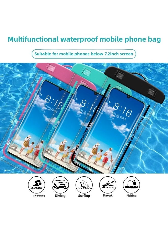 2PCS Transparent Waterproof Phone Case, IPX8 Certified 30M Underwater Cellphone Dry Bag with Lanyard, Large Universal Waterproof Phone Pouch Fit for up to 7.2'', DD07-2 (Black)  - Image 5