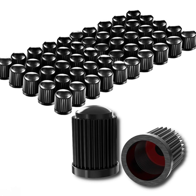 CKAuto 50 Pack Tire Valve Caps, Plastic Valve Stem Caps with O Rubber Seal, Universal Stem Covers for Cars, SUVs, Bike and Bicycle, Trucks, Motorcycles, Airtight Seal Dust Proof, Black 5 Dollar Item - Image 1