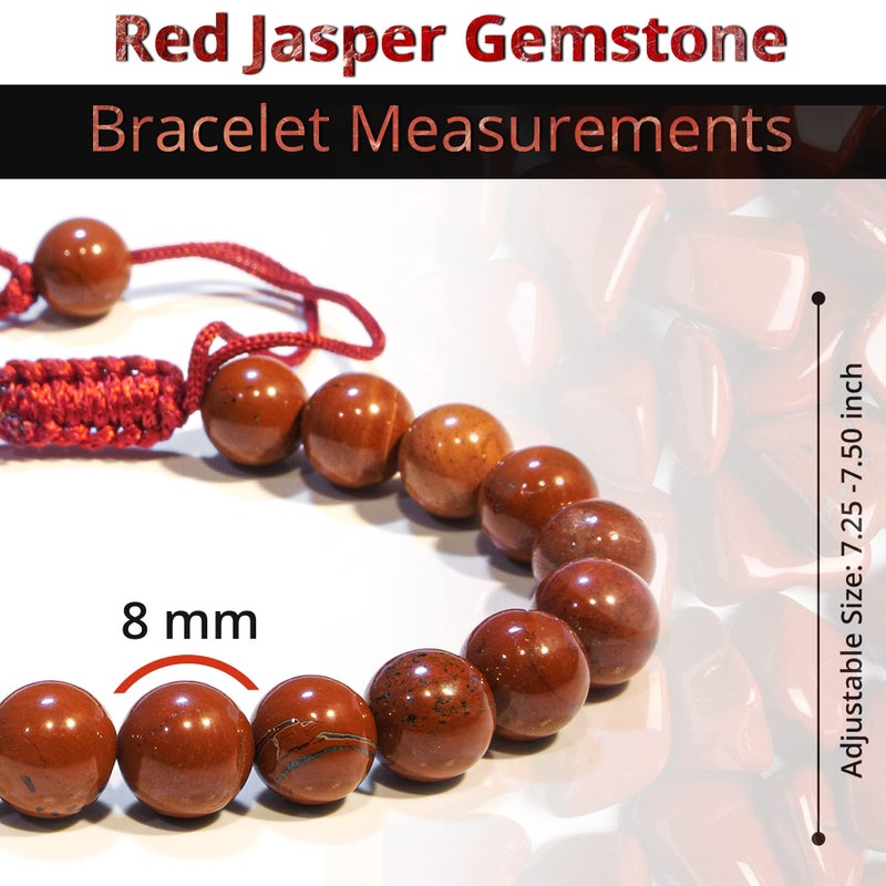 ANAYA AGATE Red Jasper Bracelet â€“ Healing Crystal Bracelet for Women, Men â€“ Chic Gemstone Bracelet for Men and Women â€“ 8mm Round Bead Bracelets for Spiritual Healing, Protection, Positive Energy - Image 3