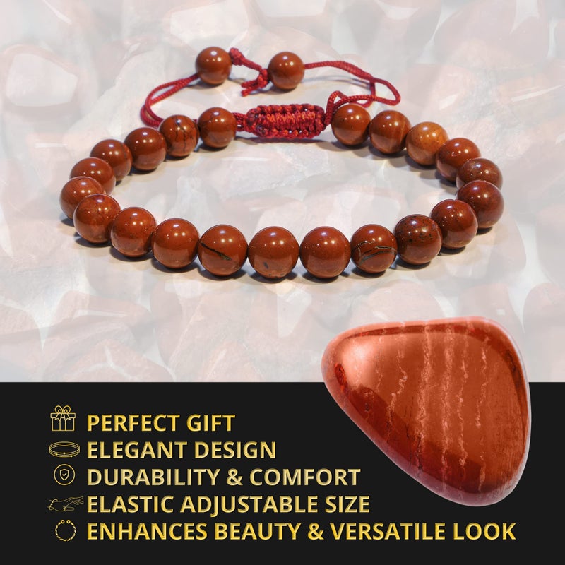 ANAYA AGATE Red Jasper Bracelet â€“ Healing Crystal Bracelet for Women, Men â€“ Chic Gemstone Bracelet for Men and Women â€“ 8mm Round Bead Bracelets for Spiritual Healing, Protection, Positive Energy - Image 4