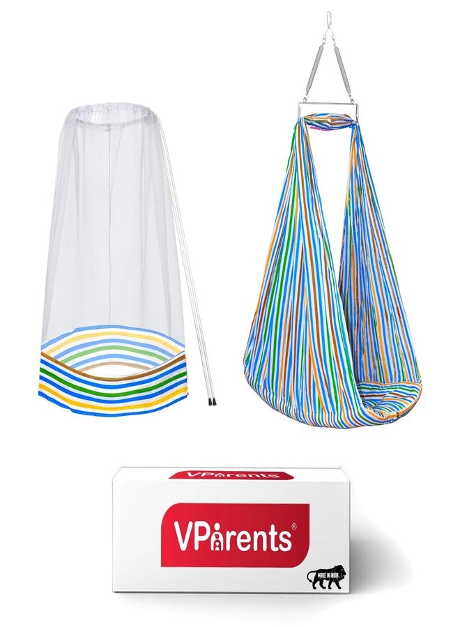 Vparents Sleeping Essentials with Mosquito Net & Spring, Neonate (Blue)