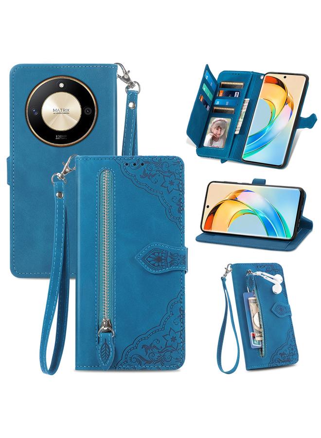 Zaboon Case For Honor X50 Embossed Flower Zipper Leather Phone Case - Image 1
