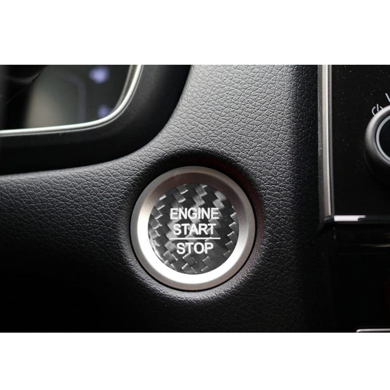 Rifoda for Honda Engine Start Stop Button Cover Trim fit Civic 20162021 Accord 20182021 CRV 20172021 Insight 20192021 Fit 20152021 Odyssey HRV Real Carbon Fiber Material DecorationBlack