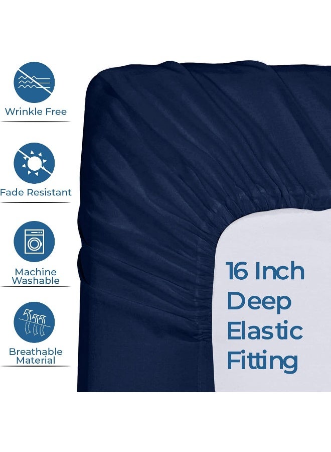 DAN RIVER DAN RIVER Queen Jersey Sheet Set| Luxury Heather 100% Cotton Bed Sheets| T-Shirt Sheets| All Season Bedding| Soft Comfortable Deep Pocket Jersey Cotton Bed Sheets (4Pc, Queen, Navy)  - Image 5