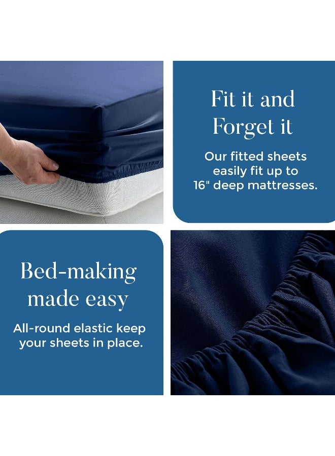 DAN RIVER DAN RIVER Queen Jersey Sheet Set| Luxury Heather 100% Cotton Bed Sheets| T-Shirt Sheets| All Season Bedding| Soft Comfortable Deep Pocket Jersey Cotton Bed Sheets (4Pc, Queen, Navy)  - Image 4