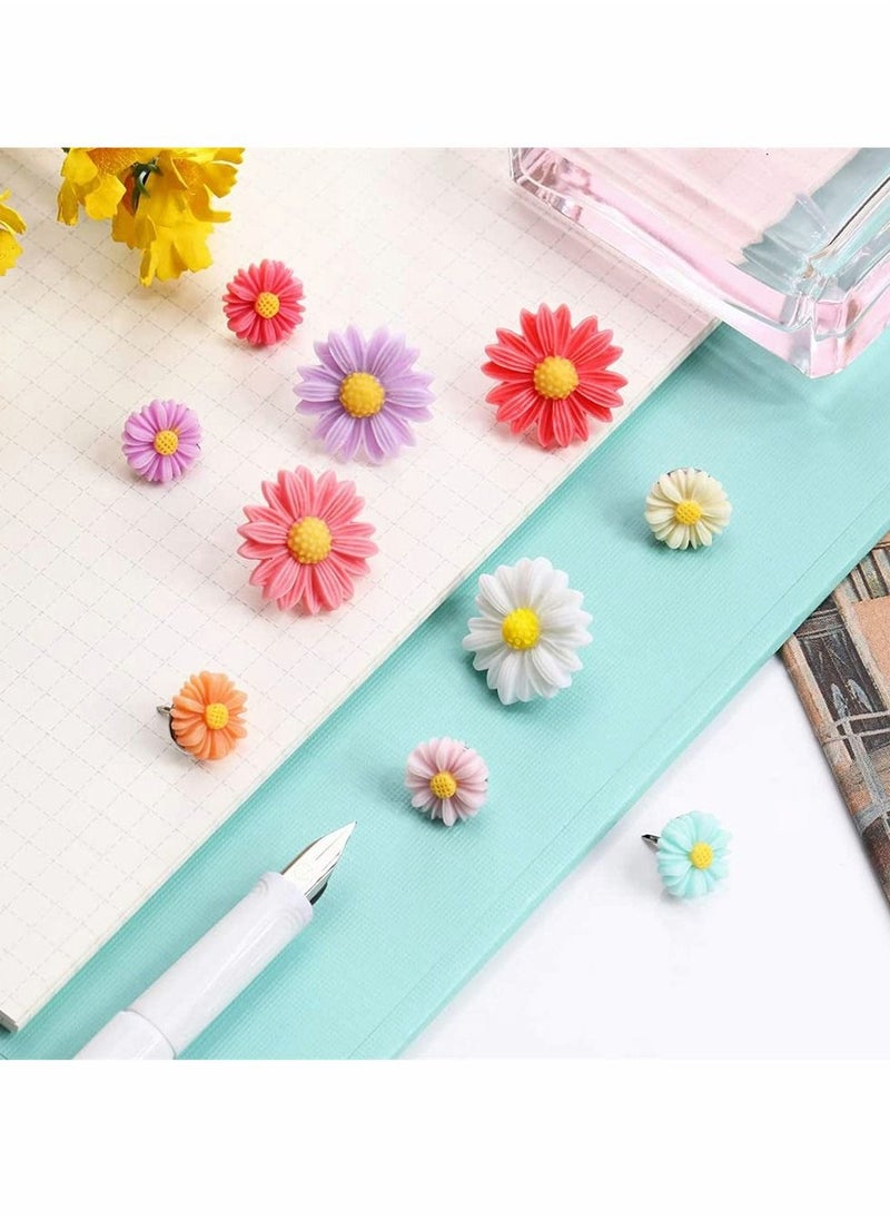 KASTWAVE Small Daisy Pushpins, Decorative Pushpins, Colored Small Flower Pushpins, Decorative Cork Board Pushpins, Used For Photo Walls, Feature Walls, Maps, Bulletin Boards, Offices Or Homes (30 PCS)  - Image 4