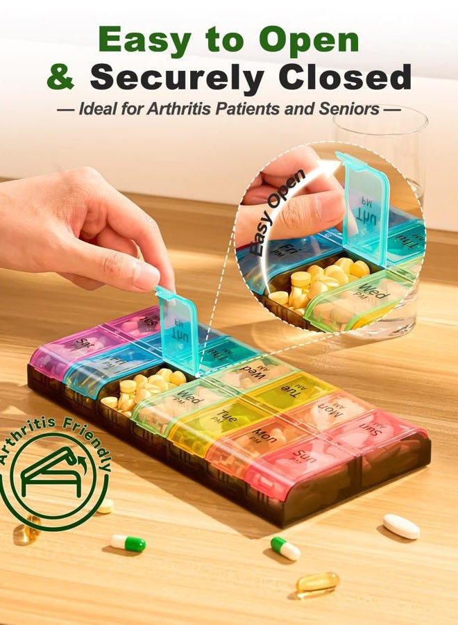 COLORWING Extra Large Pill Container 2 Times a Day, Weekly XL AM PM Pill Case, 7 Day Pill Box Twice a Day, Big Oversized Daily Medicine Organizer for Vitamins, Medication Dispenser (Rainbow) - Image 4